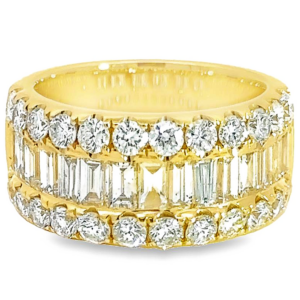 18K Gold Baguette and Round Diamond Cocktail Ring