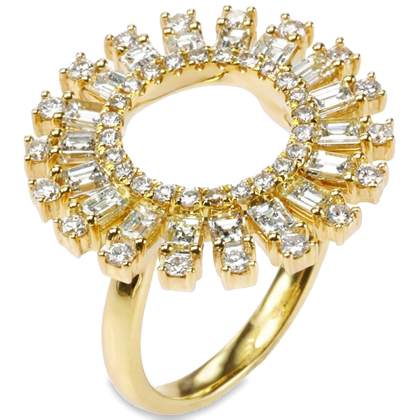 18K Gold Starburst Baguette Diamond Fashion Ring | Dallas TX | Mariloff Diamonds