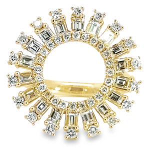 18K Gold Starburst Baguette Diamond Fashion Ring