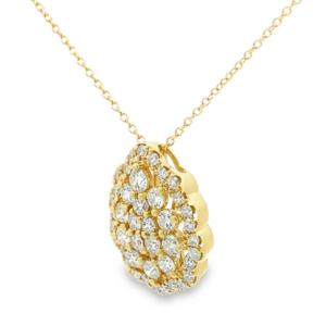 18K Gold Round Diamond Scalloped Pear-Shape Pendant Necklace