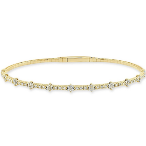 14K Gold Diamond Star Station Flexible Bangle Bracelet | Dallas TX | Mariloff Diamonds & Fine Jewelry