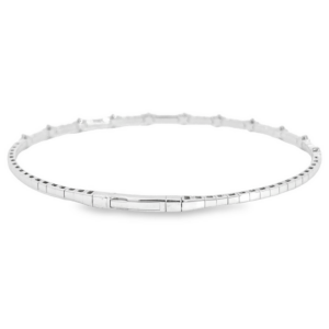 14K Gold Diamond Star Station Flexible Bangle Bracelet