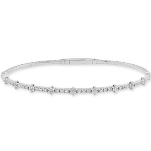 14K White Gold Diamond Star Station Flexible Bangle Bracelet | Dallas TX | Mariloff Diamonds & Fine Jewelry
