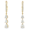 14K Yellow Gold Dangle Huggies with .98ctw Pear & Round Diamonds Earrings 14