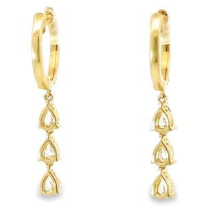 14K Yellow Gold Dangle Huggies with .98ctw Pear & Round Diamonds Earrings 8