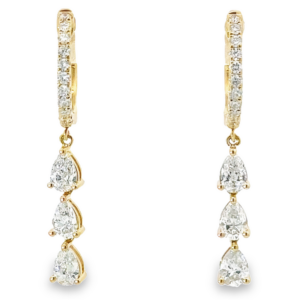 14K Gold Pear Diamond Dangle Earrings | Dallas TX