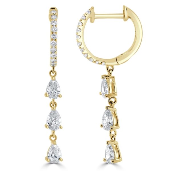14K Gold Pear Diamond Dangle Earrings | Dallas TX