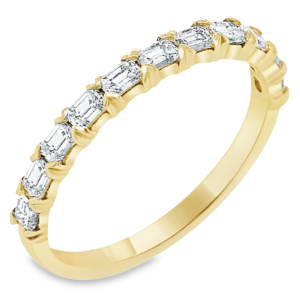 14K Yellow Gold East-West Set Emerald Cut Wedding Band - Dallas TX | Mariloff Diamonds