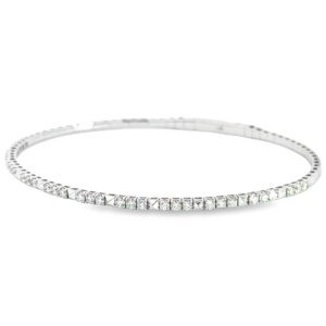 14K Gold Pyramid Station Flexible Diamond Stackable Bangle