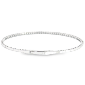 14K White Gold Flexible Pyramid Station Bangle with .82ctw Diamonds Size 6.5 Bracelets 6