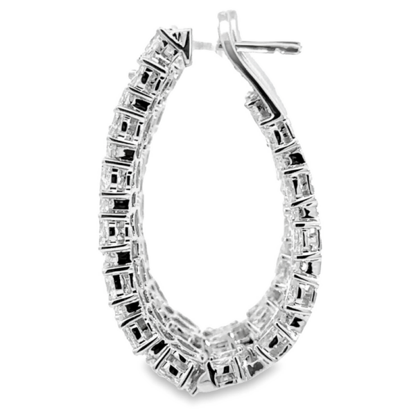 14K Gold Large Multi-Shape Diamond Hoop Earrings - Side | Dallas TX | Mariloff Diamonds
