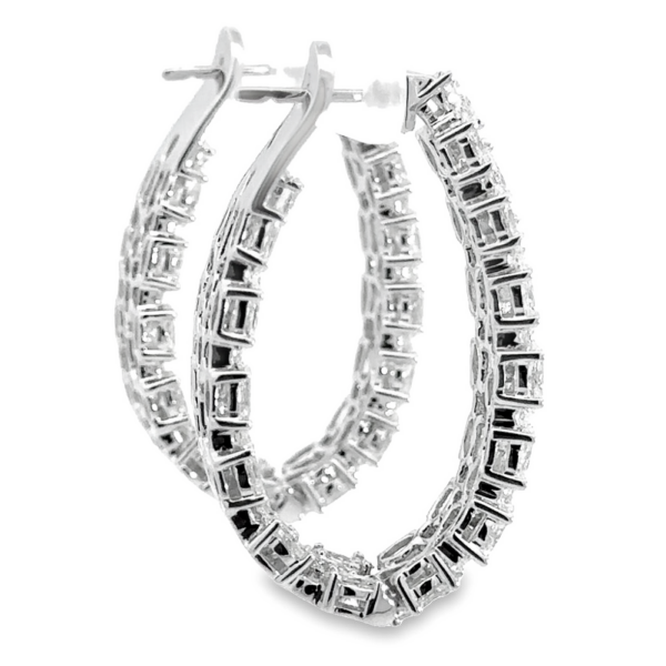 14K Gold Large Multi-Shape Diamond Hoop Earrings - Side | Dallas TX | Mariloff Diamonds & Fine Jewelry