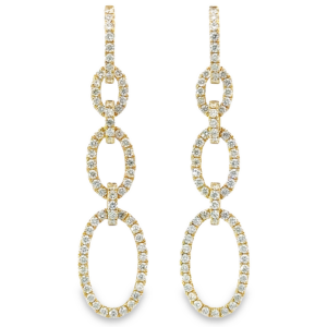 14K Gold Graduated Oval-Link Diamond Fashion Earrings - Dallas TX | Mariloff Diamonds