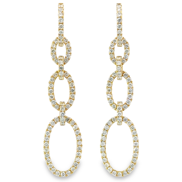 14K Gold Graduated Oval-Link Diamond Fashion Earrings - Dallas TX | Mariloff Diamonds