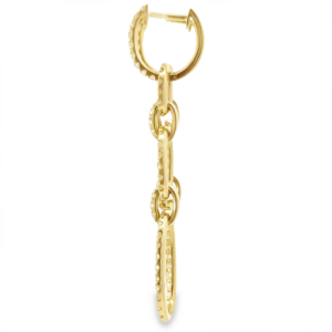 14K Yellow Gold Graduated Oval Link Drop Earrings with 2.10ctw Diamonds Earrings 7