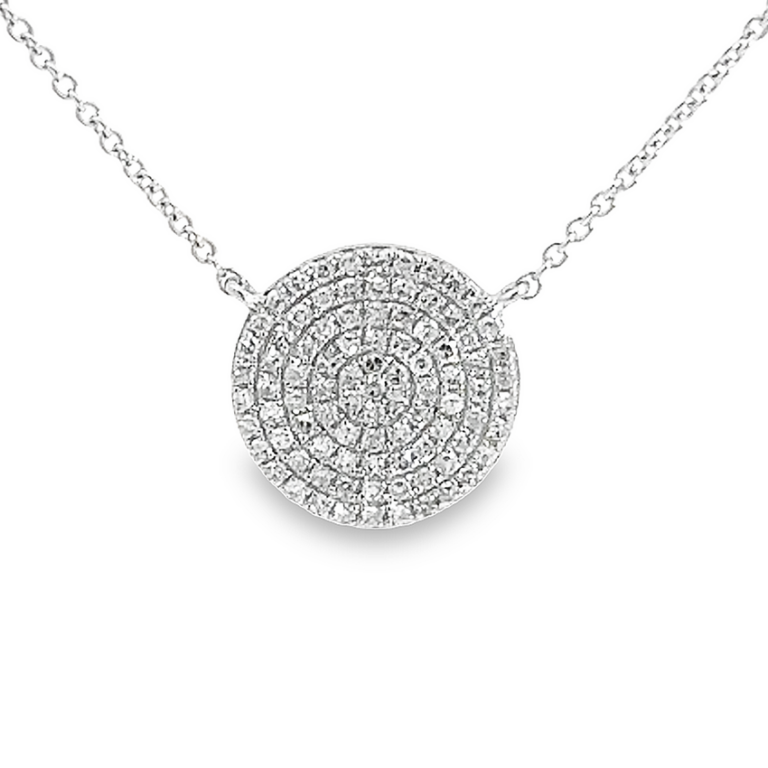 14K White Gold Disc Necklace with .28ctw Diamonds 16-18″ Fine Jewelry 4