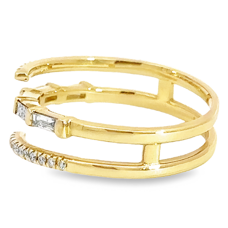 14K Yellow Gold Wrap Ring with .42ctw Baguette & Round Diamonds Size 6.5 Fine Jewelry 5