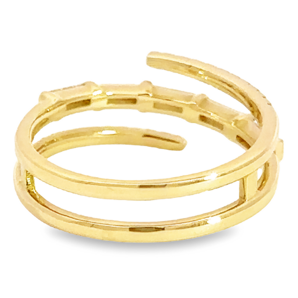 14K Gold Baguette and Round Diamond Bypass Fashion Ring - Image 3
