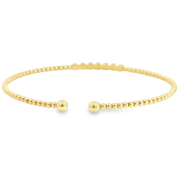 14K Gold Flexible Classic Round Diamond Beaded Bangle - Image 4