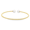 14K Yellow Gold Bujukan Bead Split Bangle with 1.53ctw Pearls Size 6.5 Bracelets 8