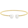 14K Yellow Gold Bujukan Bead Split Bangle with 1.53ctw Pearls Size 6.5 Bracelets 7