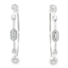 14K White Gold Station Hoops with 1.17ctw Baguette & Round Diamonds 40mm Earrings 13