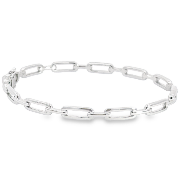 14K White Gold Chain Link Diamond Bangle Bracelet | Dallas TX | Mariloff