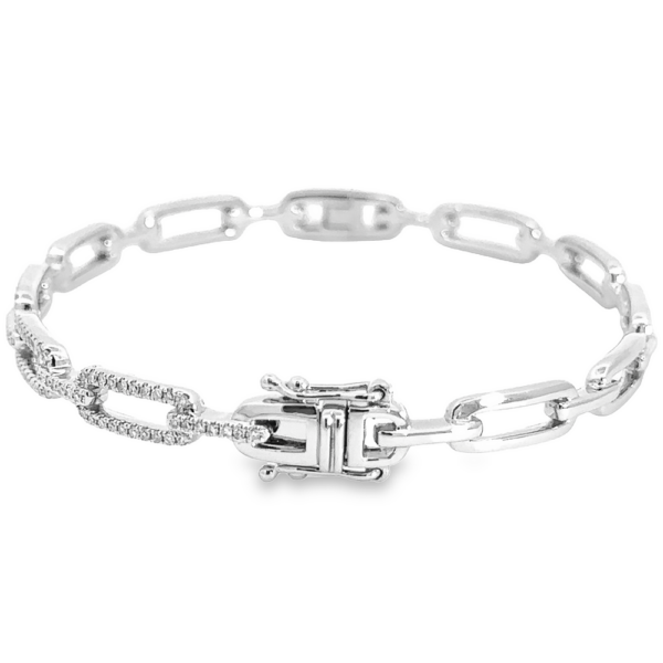 14K White Gold Chain Link Diamond Bangle Bracelet | Dallas TX | Mariloff Diamonds