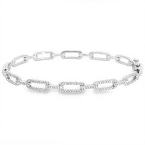 14K White Gold Chain Link Diamond Bangle Bracelet | Dallas TX | Mariloff Diamonds & Fine Jewelry