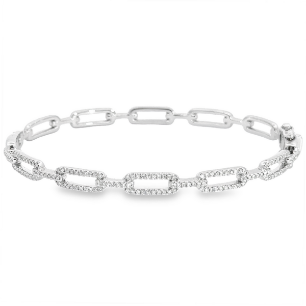 14K White Gold Chain Link Diamond Bangle Bracelet | Dallas TX | Mariloff Diamonds & Fine Jewelry