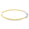 14K Two-Tone Flexible Bujukan Bead Bangle with .69ctw Baguette & Round Diamonds Size 6.25 Bracelets 11
