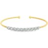 14K Two-Tone Flexible Bujukan Bead Bangle with .69ctw Baguette & Round Diamonds Size 6.25 Bracelets 10
