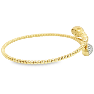 14K Gold Flexible Graduated-Bead Diamond Bypass Bangle