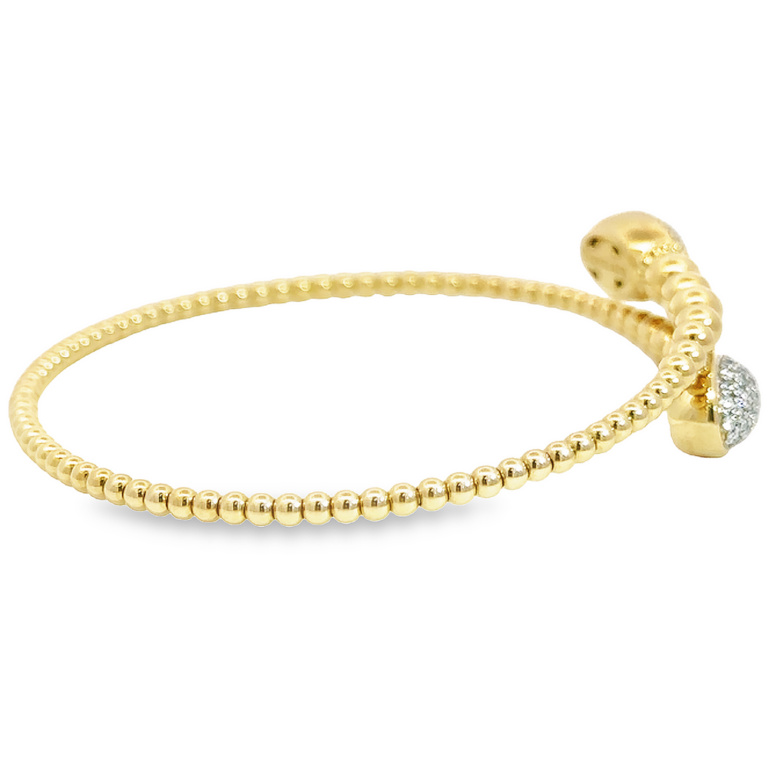 14K Yellow Gold Flexible Bangle with Bujukan Beads & .50ctw Diamonds Size 6.25 Bracelets 5