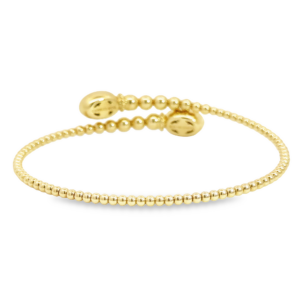 14K Yellow Gold Flexible Bangle with Bujukan Beads & .50ctw Diamonds Size 6.25 Bracelets 6