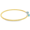 14K Gold Flexible Blue-Topaz and Diamond Open-Cuff Bangle - Image 3