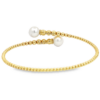 14K Yellow Gold Flexible Bangle with Bujukan Beads & 1.49ctw Freshwater Pearls Size 6.25 Bracelets 16
