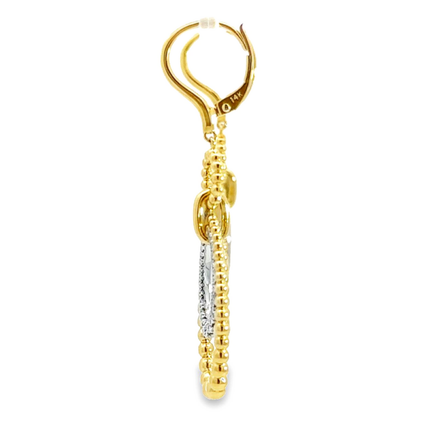 14K Gold Bead and Diamond Oval-Link Dangle Earrings - Image 2