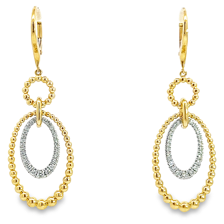 14K Two-Tone Interlocking Bujukan Bead Earrings with & .34ctw Diamonds Earrings 4