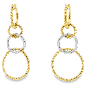 14K Two-Tone Graduated Round-Link Bujukan Bead Earrings with .53ctw Diamonds Earrings 6