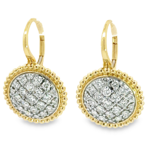 14K Gold Two-Tone Pave Diamond Beaded Drop Earrings