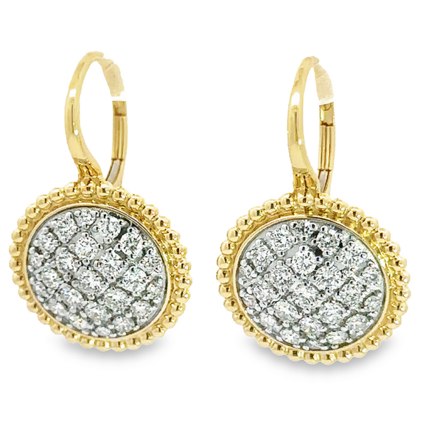 14K Gold Two-Tone Pave Diamond Beaded Drop Earrings - Image 3