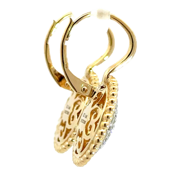 14K Gold Two-Tone Pave Diamond Beaded Drop Earrings - Image 4