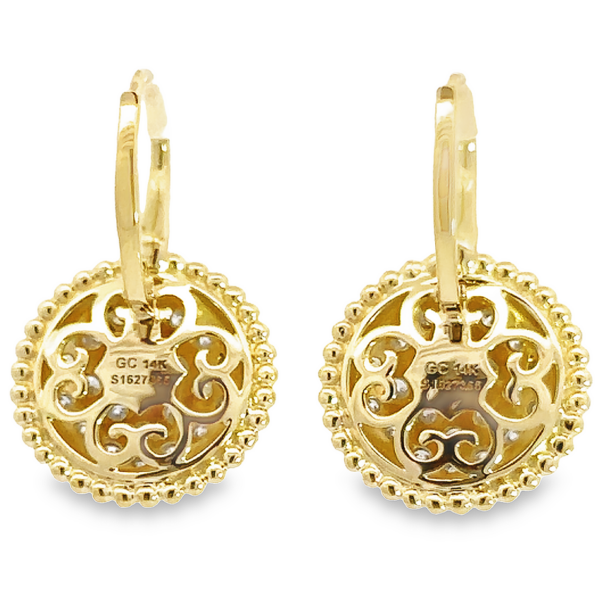 14K Gold Two-Tone Pave Diamond Beaded Drop Earrings - Image 5