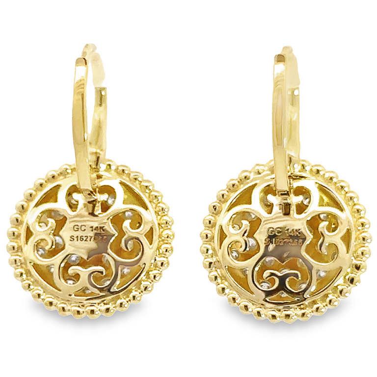 14K Two-Tone Bujukan Bead Earrings with .99ctw Pave Diamonds Earrings 10