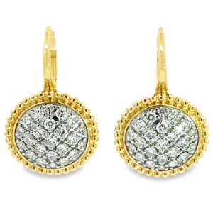 14K Gold Two-Tone Pave Diamond Beaded Drop Earrings