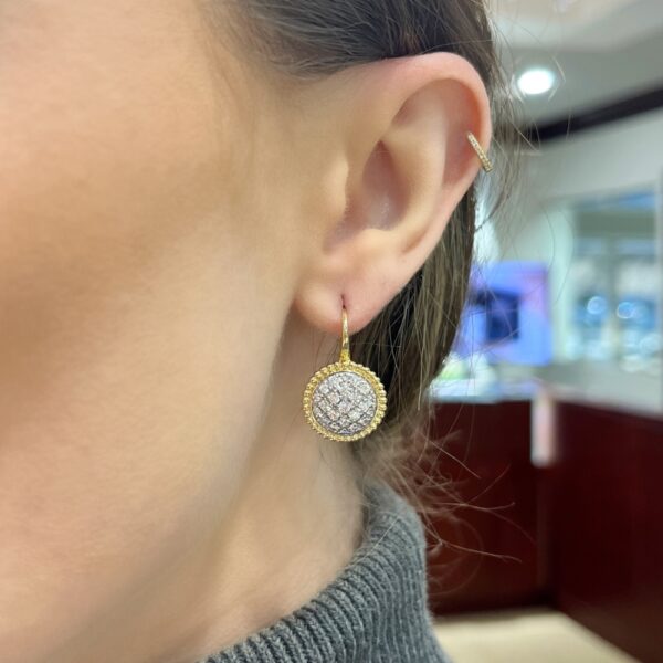 14K Gold Two-Tone Pave Diamond Drop Earrings