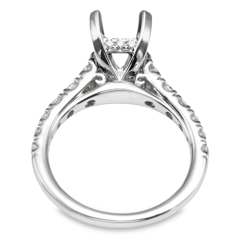 14K Gold Hidden-Halo Cathedral Diamond Engagement Ring Mounting Classic 6