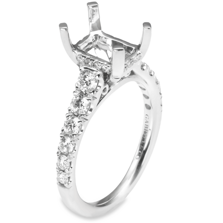 14K Gold Hidden-Halo Cathedral Diamond Engagement Ring Mounting Classic 4
