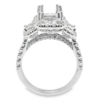 14K Gold Three-Stone Halo Emerald-Cut Diamond Engagement Ring Mounting Engagement Rings 24